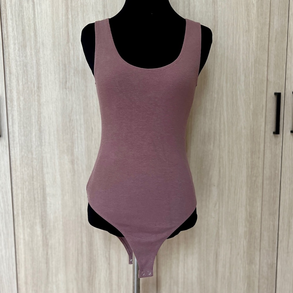 Good American Chocolate Brown Sleeveless Bodysuit Sz 2 XS EUC